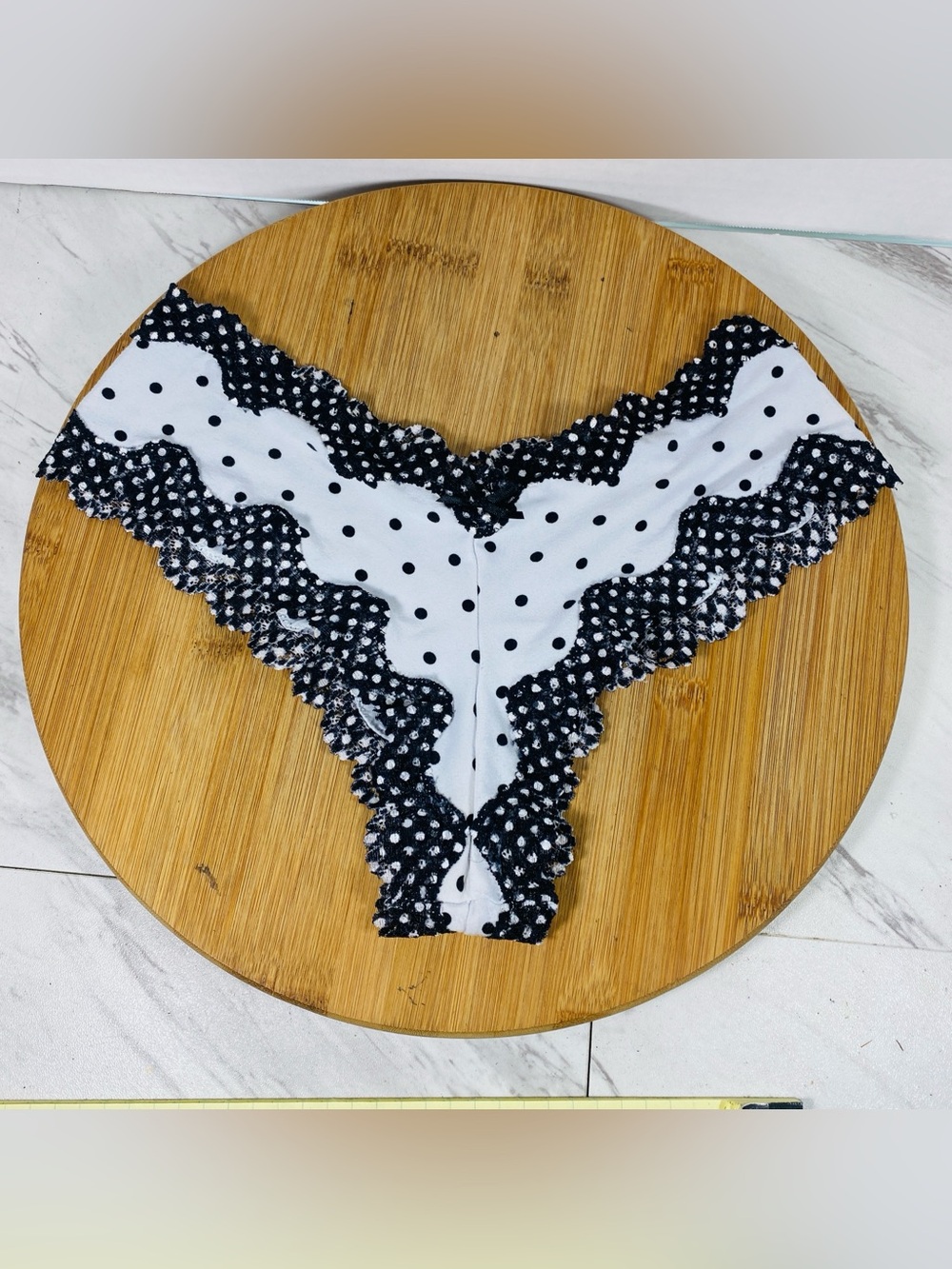 Victoria secret Polka Dot Ruffle sexy panties- Black & White